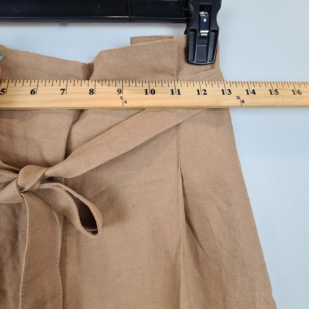 Wilfred Aritzia Tan Linen‎ Lyocell Tie Waist High Rise Tapered Pants Size 0